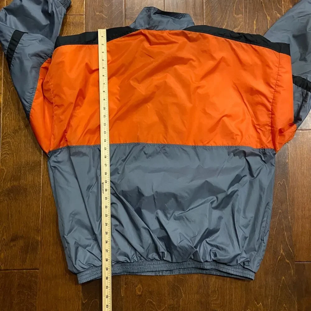 Reebok Vintage 90s Color Block Orange Gray Black Windbreaker Jacket Men's XXL